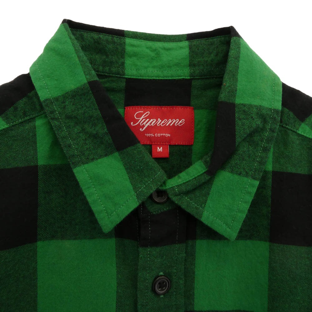 Supreme シュプリーム 09AW-10AW Buffalo Flannel Shirt バッファロー フランネル ブロック チェック ロング スリーブ ボタンダウン 長袖 シャツ グリーン系 M【美品】【中古】