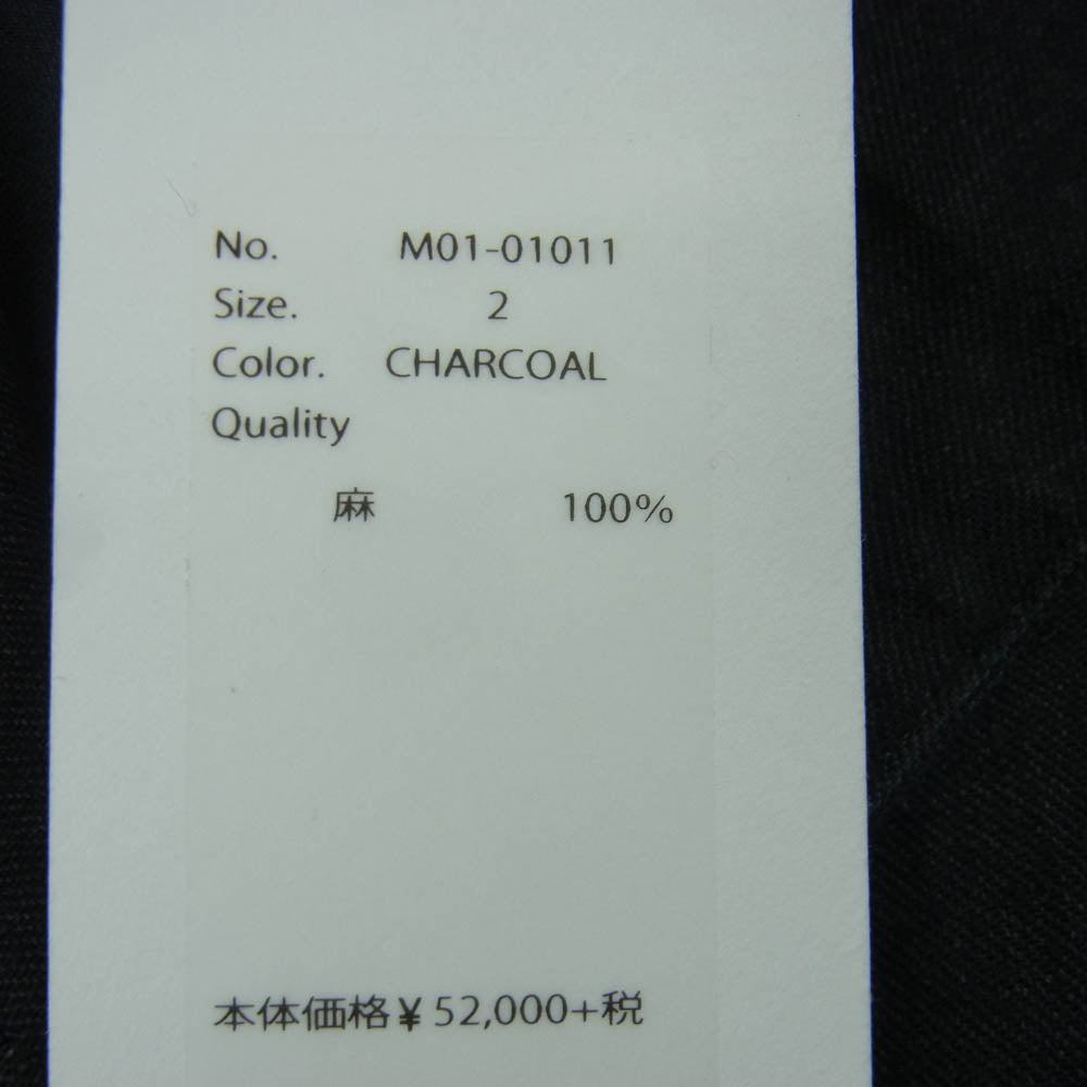 COMOLI コモリ M01-01011 ラミーリネン 1938 ワーク シャツ ジャケット 麻 日本製 チャコール系 2【中古】