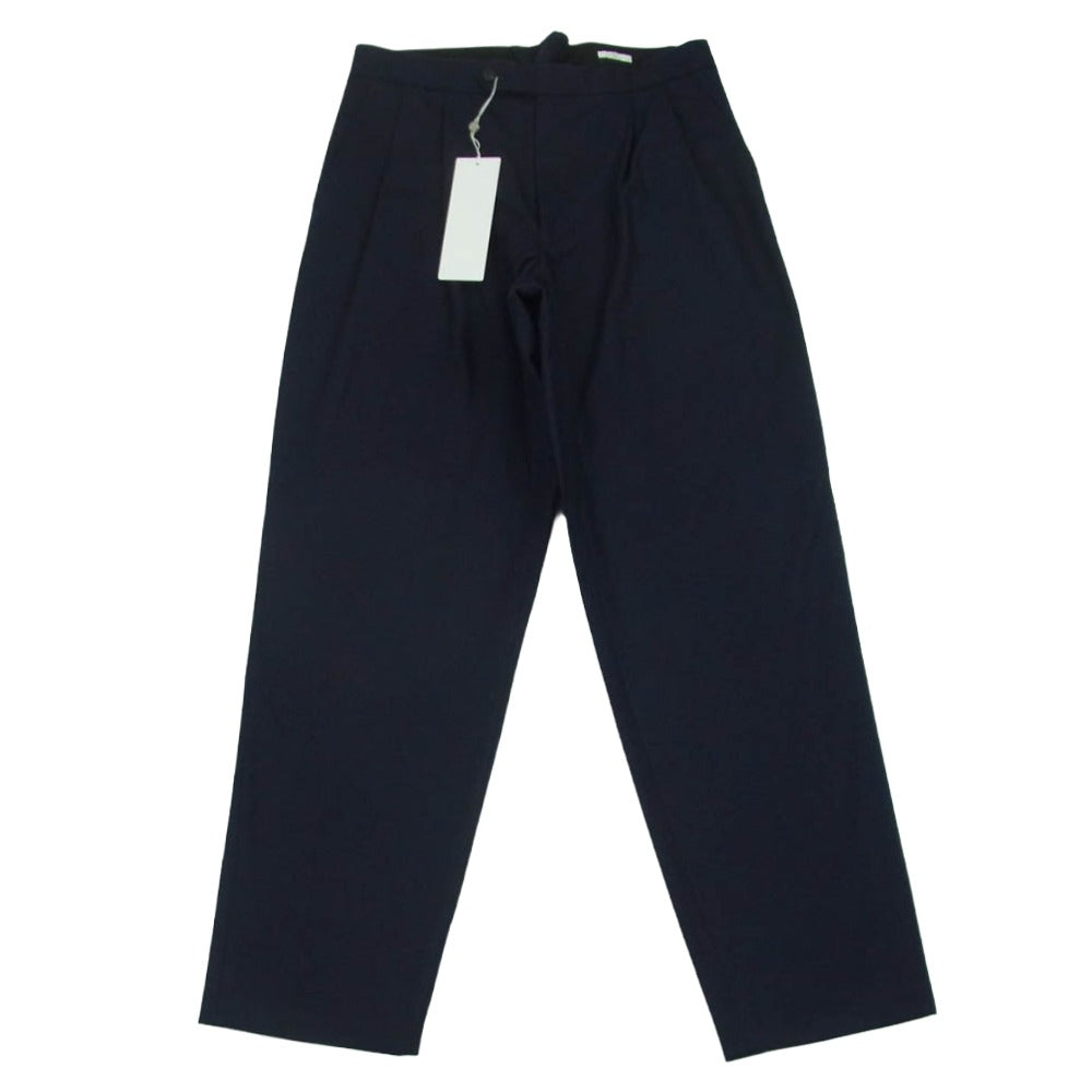 COMOLI コモリ J03-03004 フラノ バックストラップ ウール パンツ 日本製 ネイビー系 2【中古】