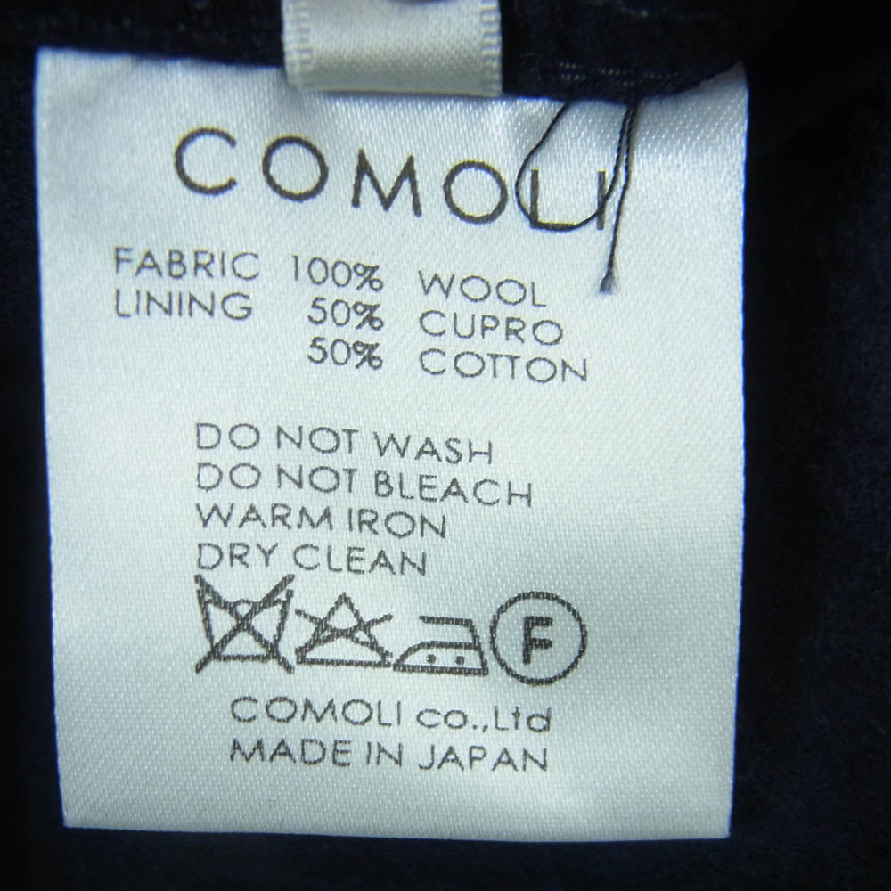 COMOLI コモリ J03-03004 フラノ バックストラップ ウール パンツ 日本製 ネイビー系 2【中古】