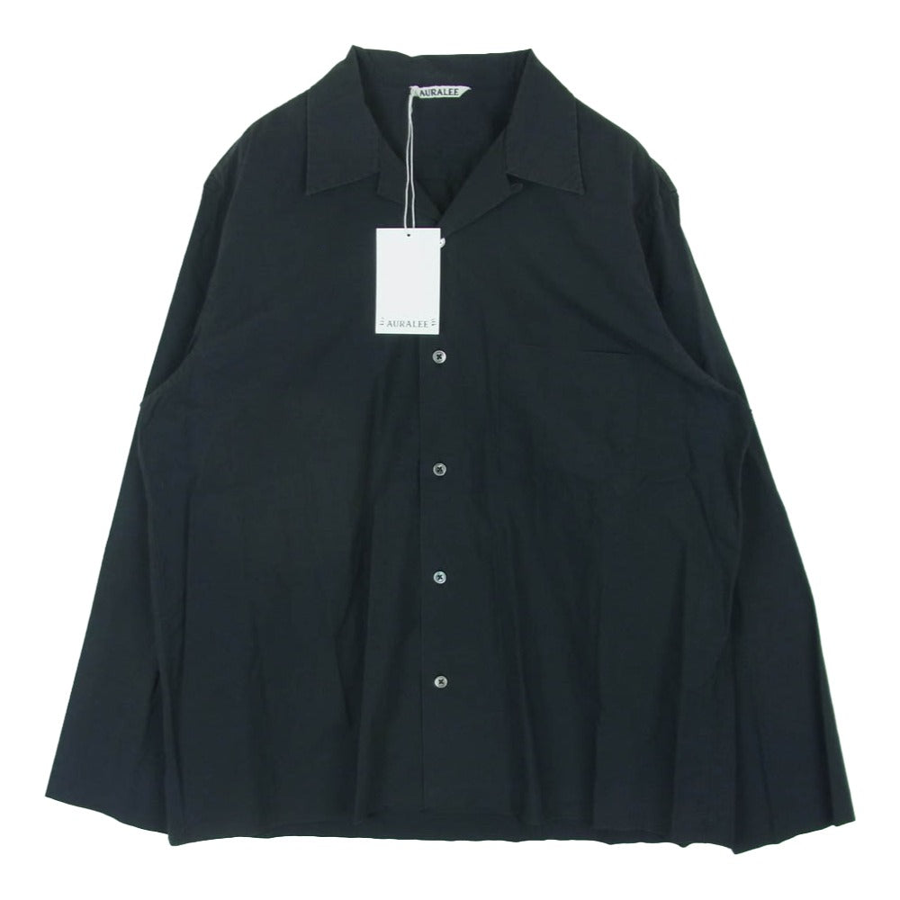 AURALEE オーラリー 17SS A7SS01WC SELVEDGE WEATHER CLOTH OPEN COLLARED SHIRTS セルビッチ ウェザークロス オープンカラー 長袖 シャツ ダークグレー系 INK BLACK 4【中古】