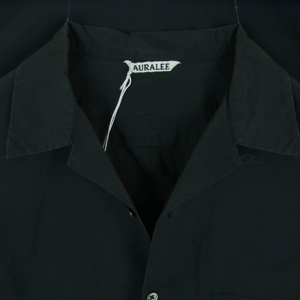 AURALEE オーラリー 17SS A7SS01WC SELVEDGE WEATHER CLOTH OPEN COLLARED SHIRTS セルビッチ ウェザークロス オープンカラー 長袖 シャツ ダークグレー系 INK BLACK 4【中古】