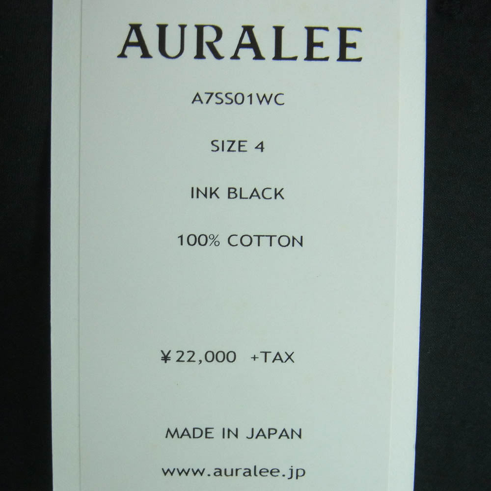 AURALEE オーラリー 17SS A7SS01WC SELVEDGE WEATHER CLOTH OPEN COLLARED SHIRTS セルビッチ ウェザークロス オープンカラー 長袖 シャツ ダークグレー系 INK BLACK 4【中古】
