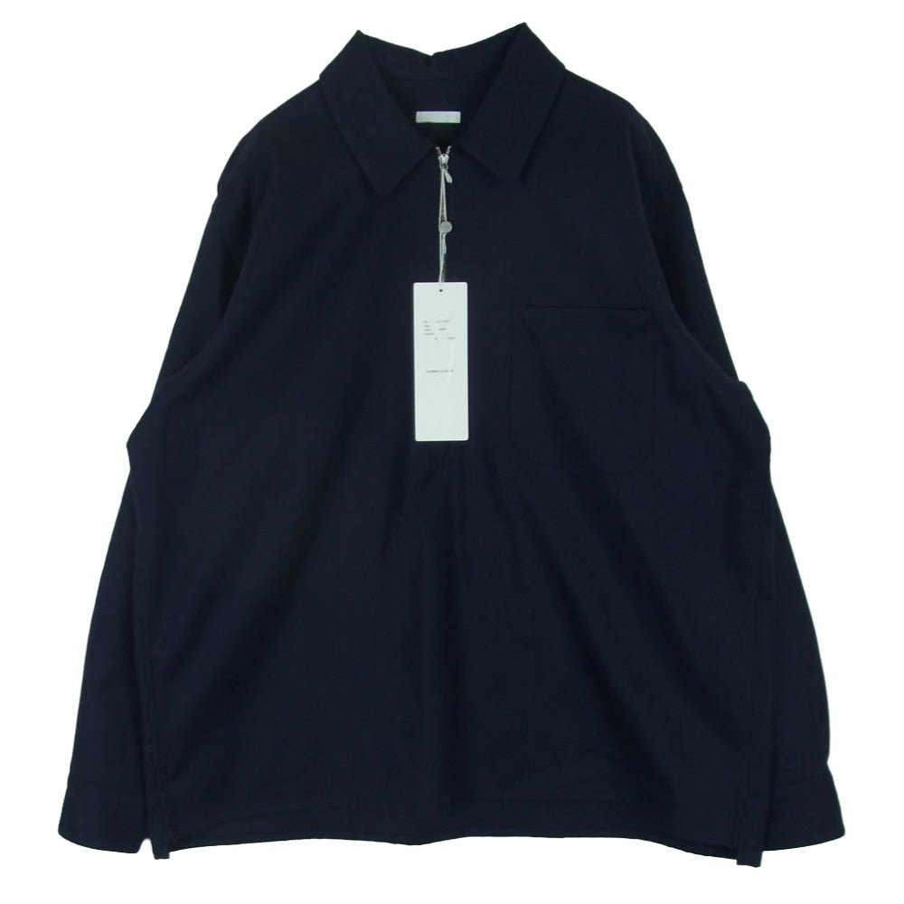 COMOLI コモリ 16AW J03-02005 フラノ ジップ ウール ヘンリー 長袖 シャツ 日本製 ネイビー系 NAVY 2【中古】