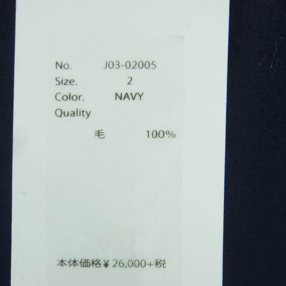COMOLI コモリ 16AW J03-02005 フラノ ジップ ウール ヘンリー 長袖 シャツ 日本製 ネイビー系 NAVY 2【中古】