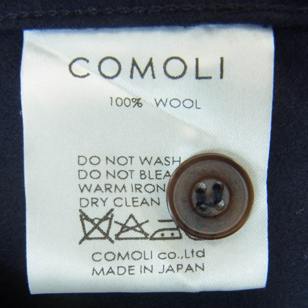 COMOLI コモリ 16AW J03-02005 フラノ ジップ ウール ヘンリー 長袖 シャツ 日本製 ネイビー系 NAVY 2【中古】
