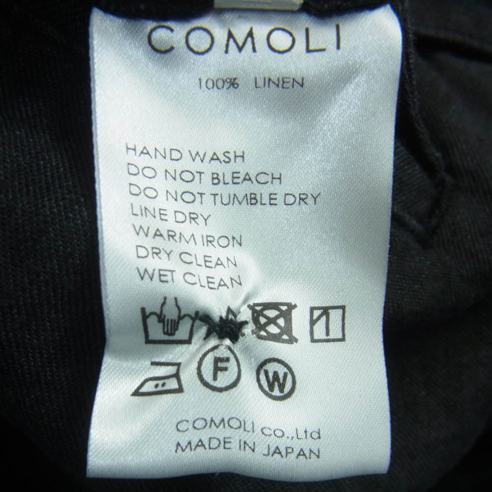 COMOLI コモリ 18SS M01-03008 ラミー リネン バックストラップ パンツ 日本製 チャコール系 2【中古】