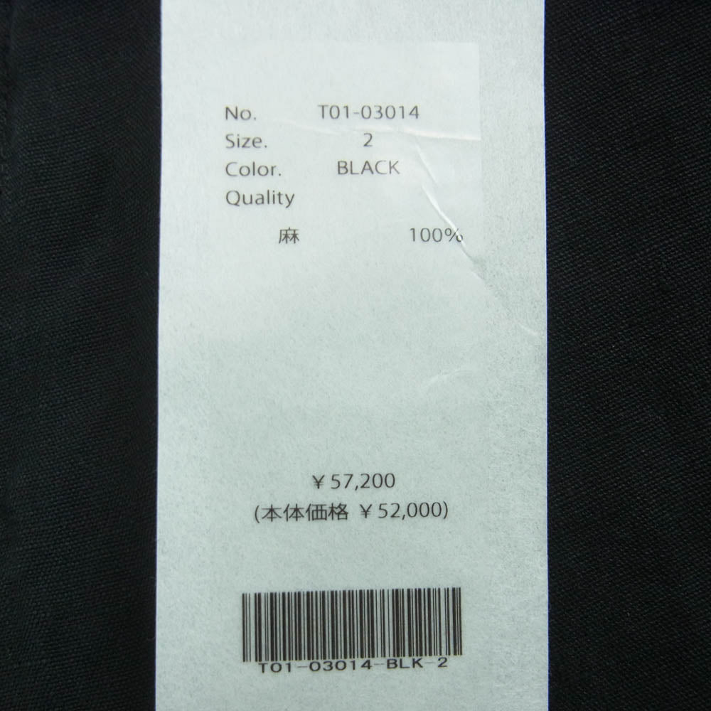 COMOLI コモリ 21SS T01-03014 リネン B.D.U パンツ 日本製 ブラック系 2【中古】