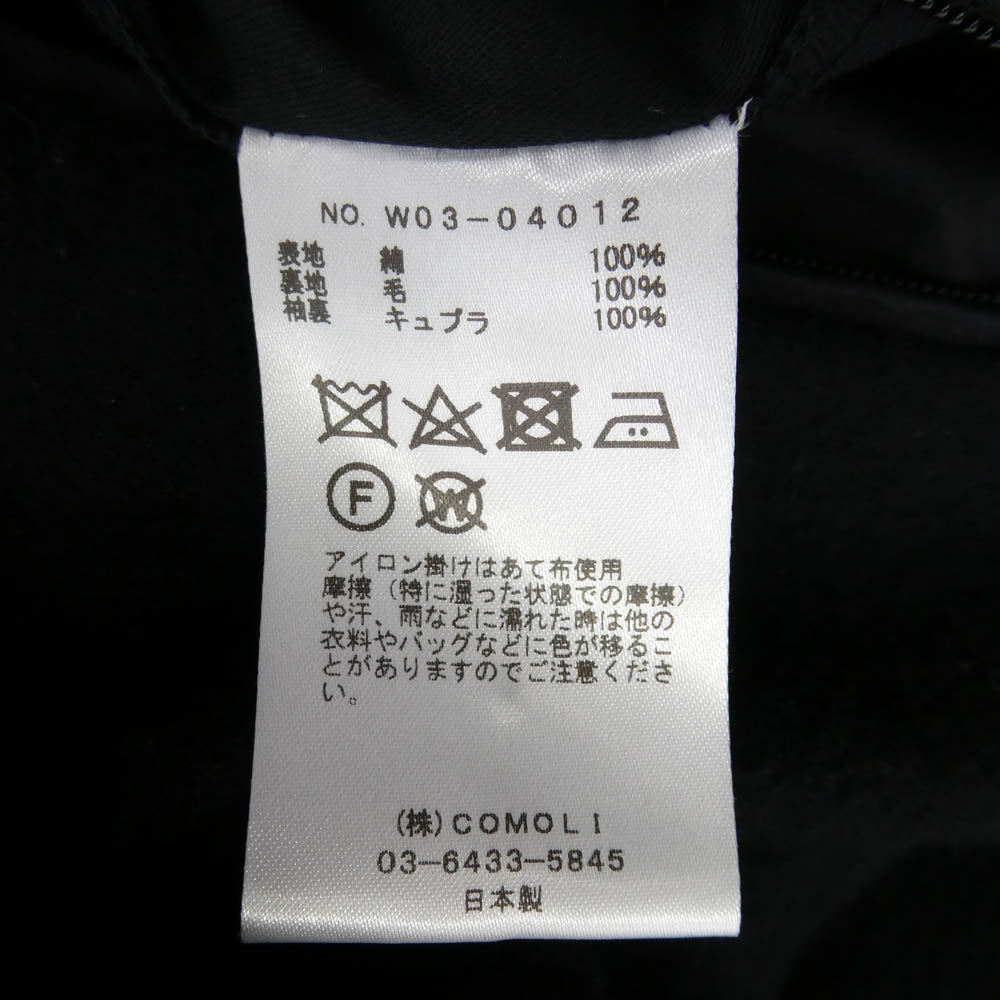 COMOLI コモリ 22AW W03-04012 コットン ベンタイル フーデット コート ブラック系 2【中古】