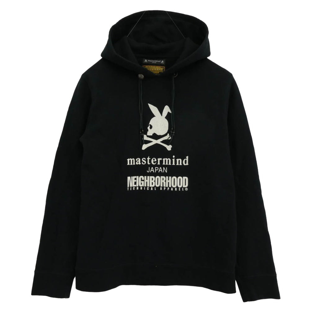 NEIGHBORHOOD ネイバーフッド 12AW 122MBMJN-CSM02S × mastermind JAPAN マスターマインドジャパン コンチョ付き バニースカル プリント プルオーバーパーカー ブラック系 L【中古】