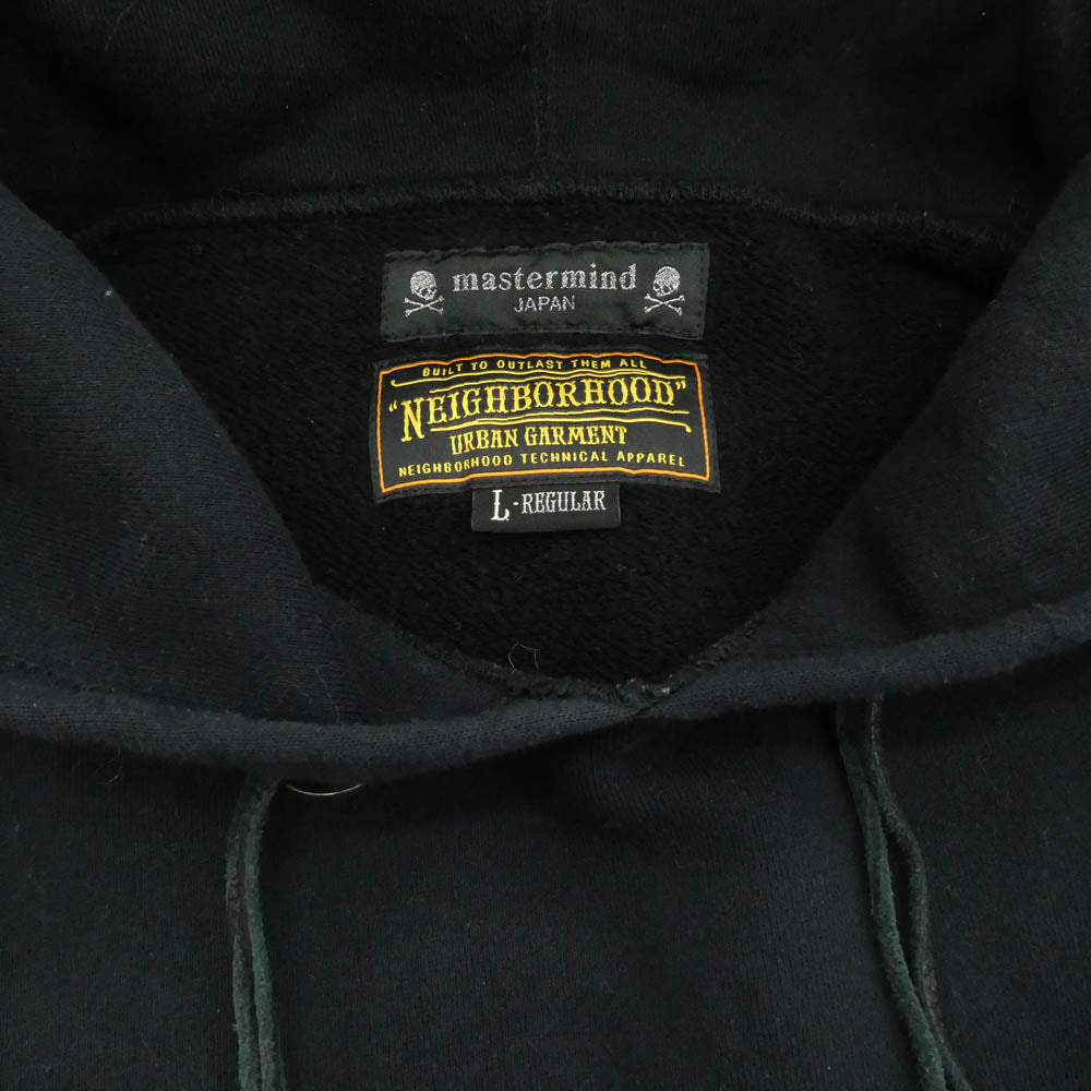 NEIGHBORHOOD ネイバーフッド 12AW 122MBMJN-CSM02S × mastermind JAPAN マスターマインドジャパン コンチョ付き バニースカル プリント プルオーバーパーカー ブラック系 L【中古】