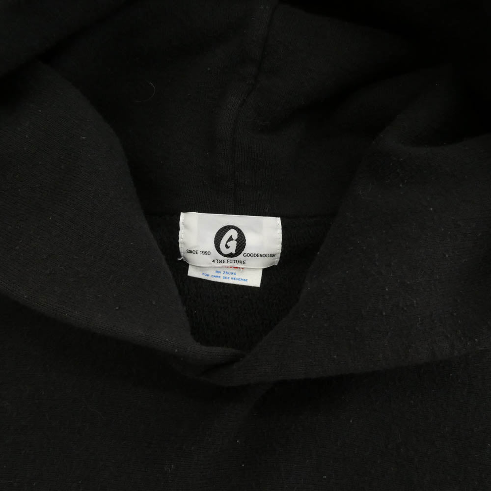 GOODENOUGH グッドイナフ × Champion チャンピオン リバースウィーブ サークルロゴプリント プルオーバーパーカー フーディー ブラック系 XL【中古】
