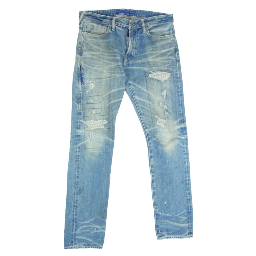 FRAGMENT DESIGN フラグメントデザイン VFP1038 × DENIM BY VANQUISH デニムバイヴァンキッシュ クラッシュ リペア加工 ストレート デニムパンツ インディゴブルー系 36【中古】