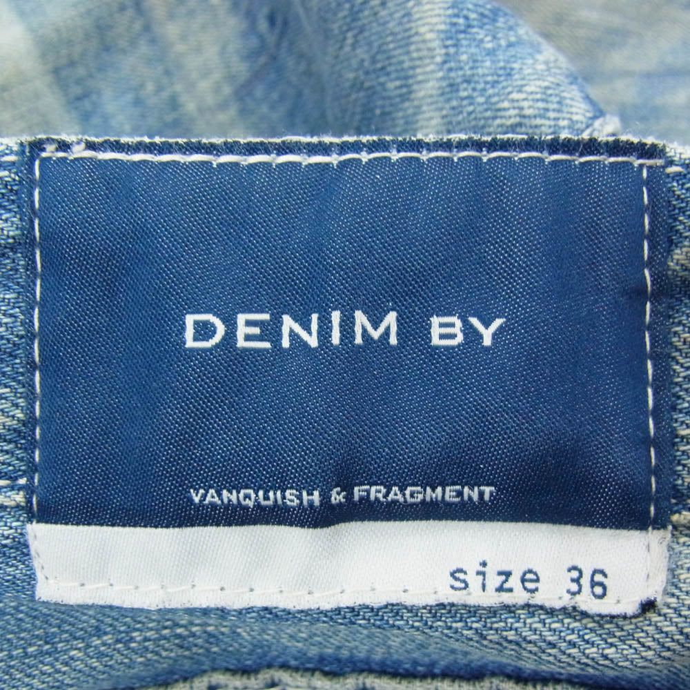 FRAGMENT DESIGN フラグメントデザイン VFP1038 × DENIM BY VANQUISH デニムバイヴァンキッシュ クラッシュ リペア加工 ストレート デニムパンツ インディゴブルー系 36【中古】