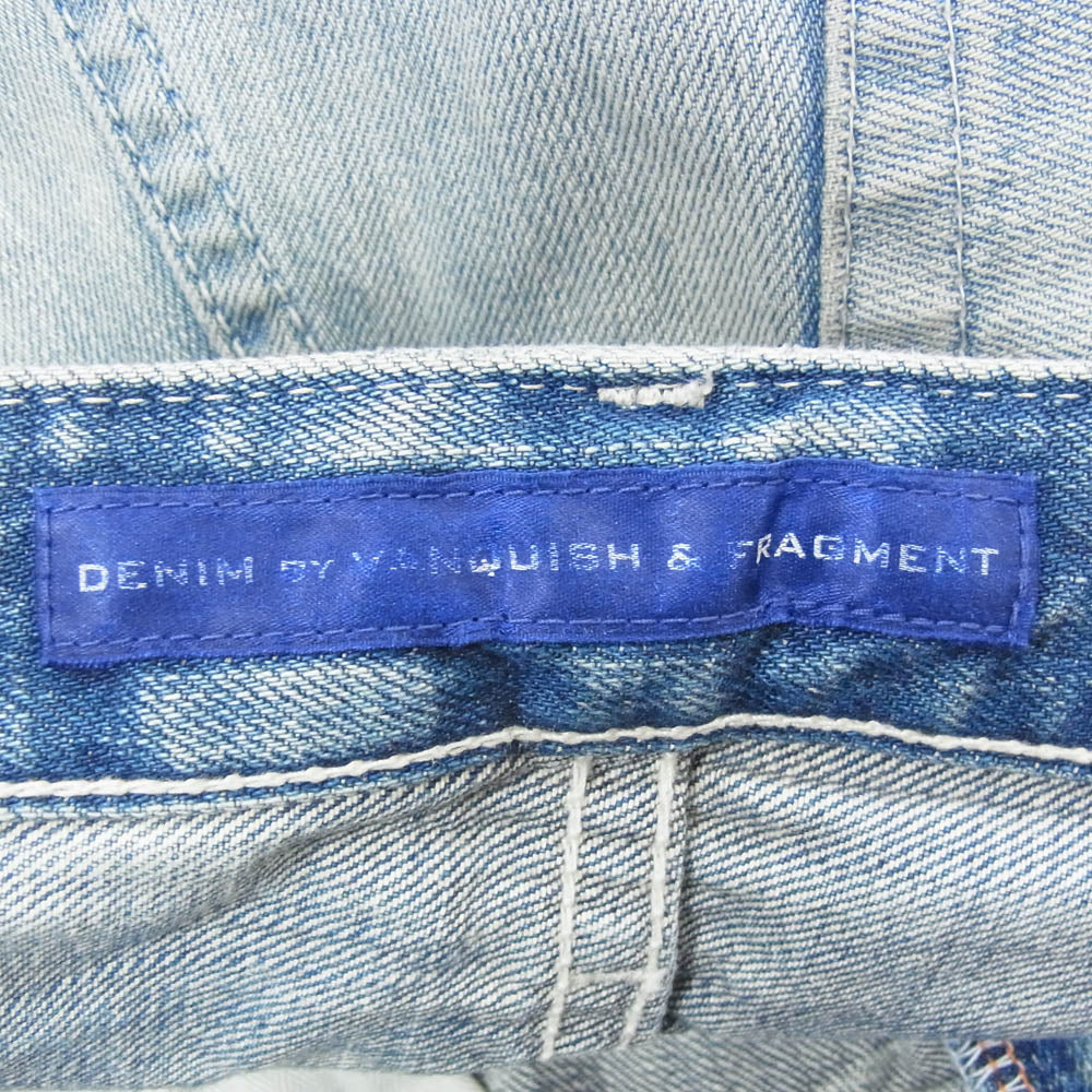 FRAGMENT DESIGN フラグメントデザイン VFP1038 × DENIM BY VANQUISH デニムバイヴァンキッシュ クラッシュ リペア加工 ストレート デニムパンツ インディゴブルー系 36【中古】