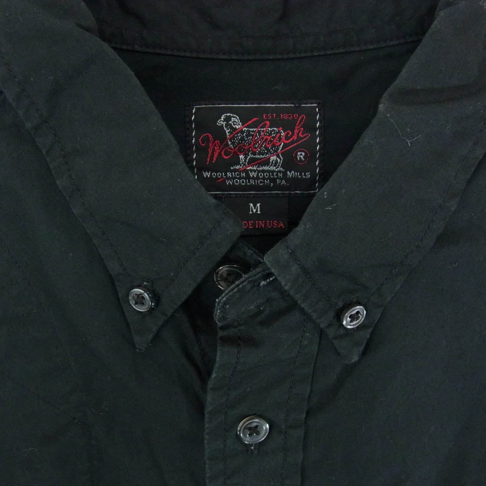 WOOLRICH ウールリッチ USA製 ボタンダウン 長袖 シャツ ブラック系 M【中古】