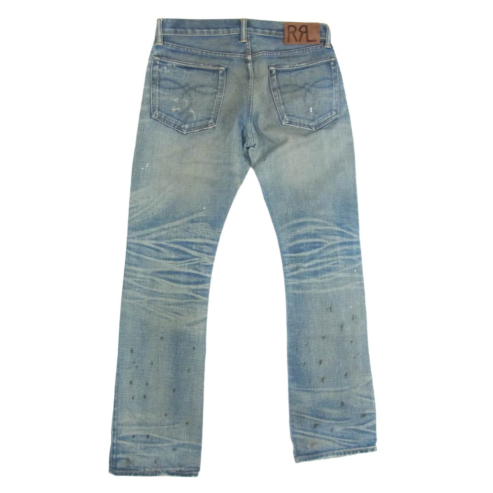 RRL ダブルアールエル USA製 SLIM BOOT CUT ダメージ 汚れ加工 スリム ブーツカット デニム パンツ インディゴブルー系 31【中古】