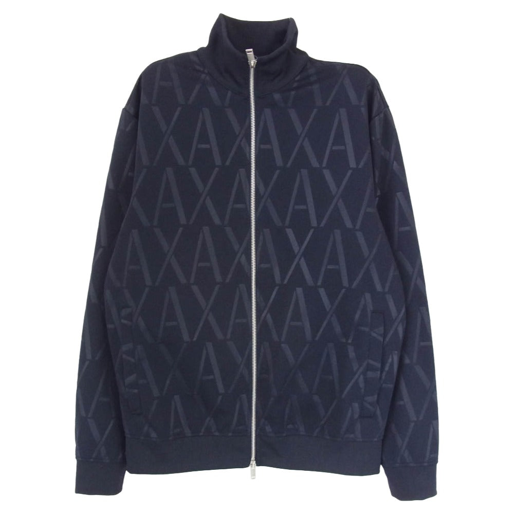 ARMANI EXCHANGE アルマーニエクスチェンジ ロゴ総柄 ジャージー トラックジャケット ブラック系 XS【中古】