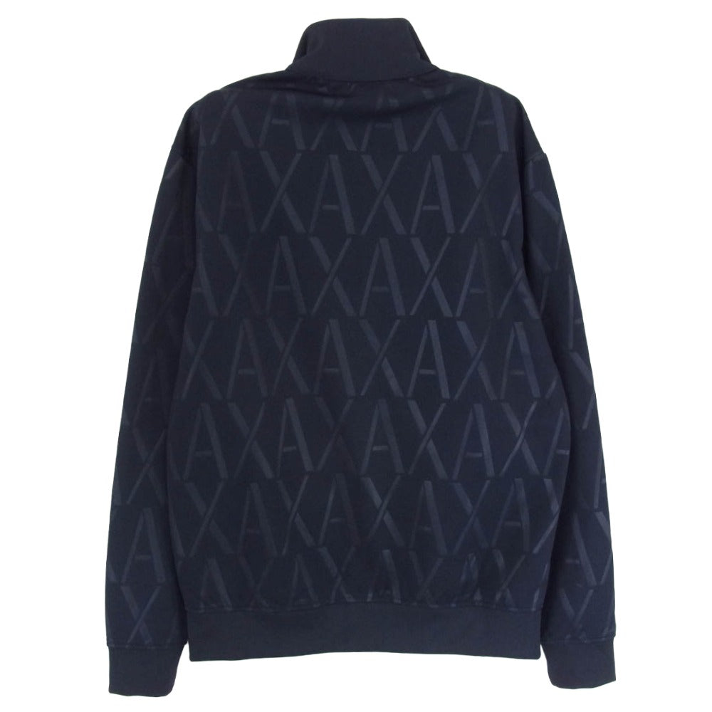 ARMANI EXCHANGE アルマーニエクスチェンジ ロゴ総柄 ジャージー トラックジャケット ブラック系 XS【中古】