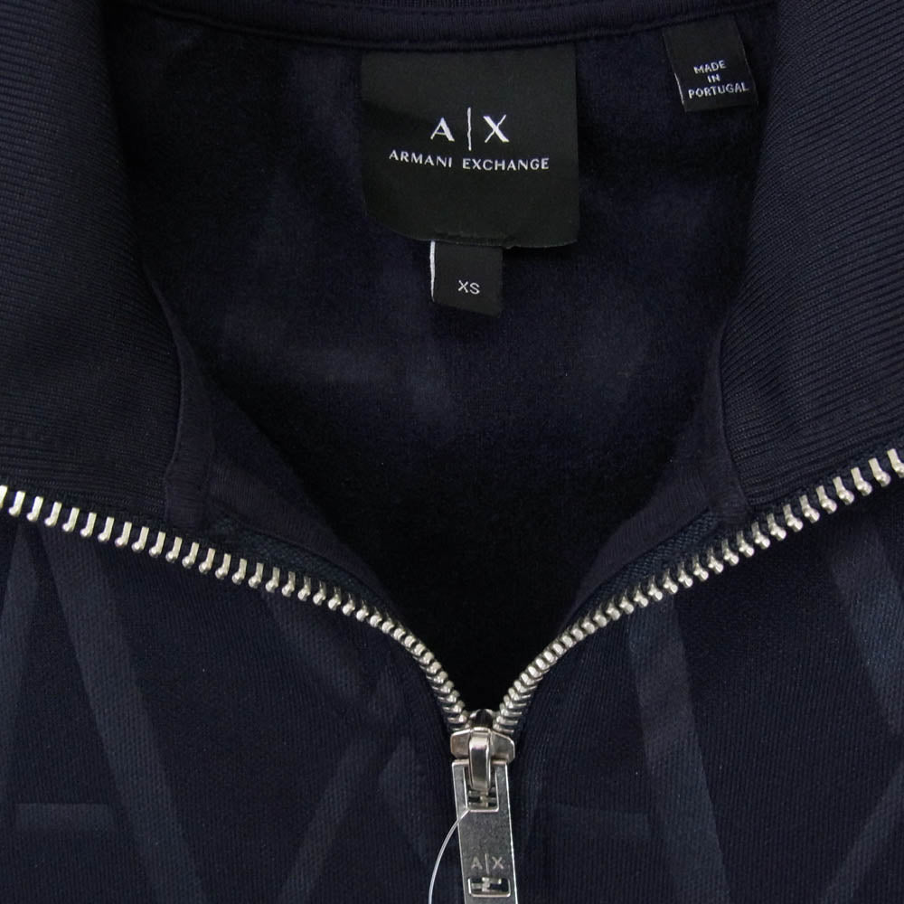 ARMANI EXCHANGE アルマーニエクスチェンジ ロゴ総柄 ジャージー トラックジャケット ブラック系 XS【中古】