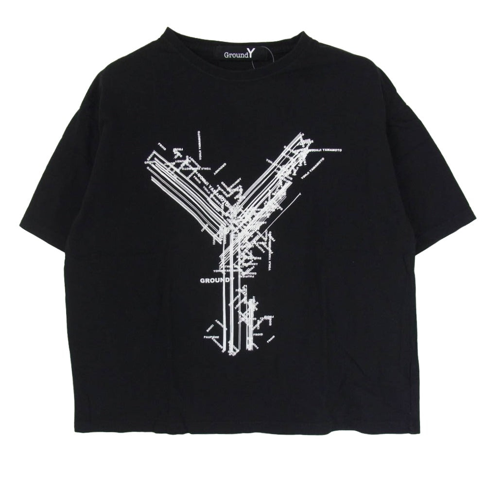 Yohji Yamamoto ヨウジヤマモト GR-T52-070 Ground Y グラウンドワイ ベーシック ビッグカットソー 半袖 Tシャツ ブラック系 2【中古】