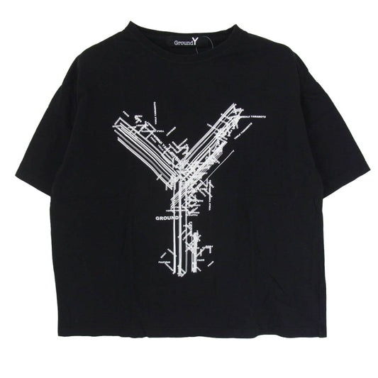 Yohji Yamamoto ヨウジヤマモト GR-T52-070 Ground Y グラウンドワイ ベーシック ビッグカットソー 半袖 Tシャツ ブラック系 2【中古】