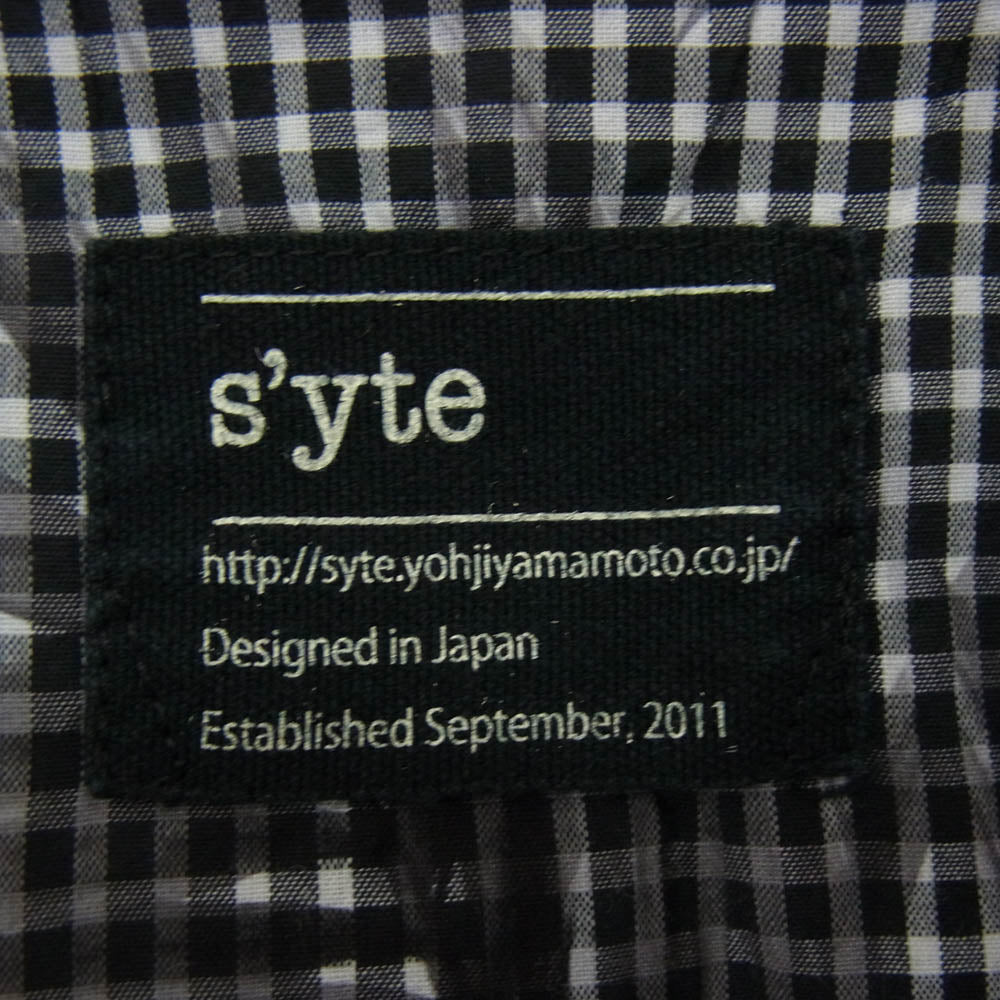 Yohji Yamamoto ヨウジヤマモト s'yte サイト UU-B23-068 フラワーギンガムチェック 半袖シャツ ブラック系 M【中古】