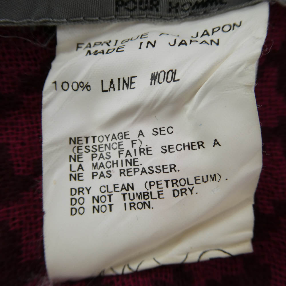 Yohji Yamamoto POUR HOMME ヨウジヤマモトプールオム HC-L02-155 ウール ドット?ハウンドトゥース ストール ワインレッド系【中古】