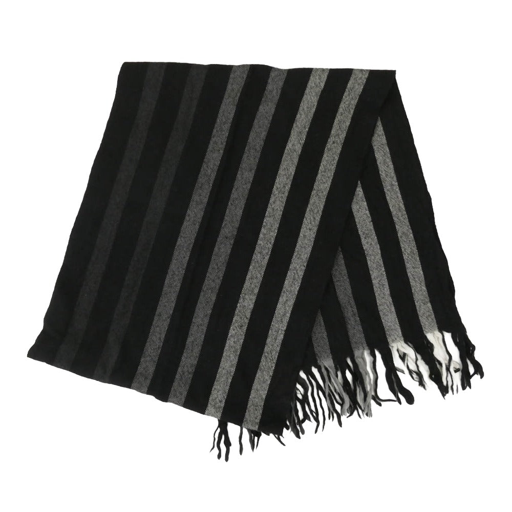 Y's Yohji Yamamoto ワイズ ヨウジヤマモト Y’s for men ME-L06-188 グラデーションストライプ ウール ストール マフラー ブラック系【中古】