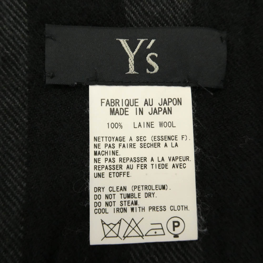 Y's Yohji Yamamoto ワイズ ヨウジヤマモト Y’s for men ME-L06-188 グラデーションストライプ ウール ストール マフラー ブラック系【中古】