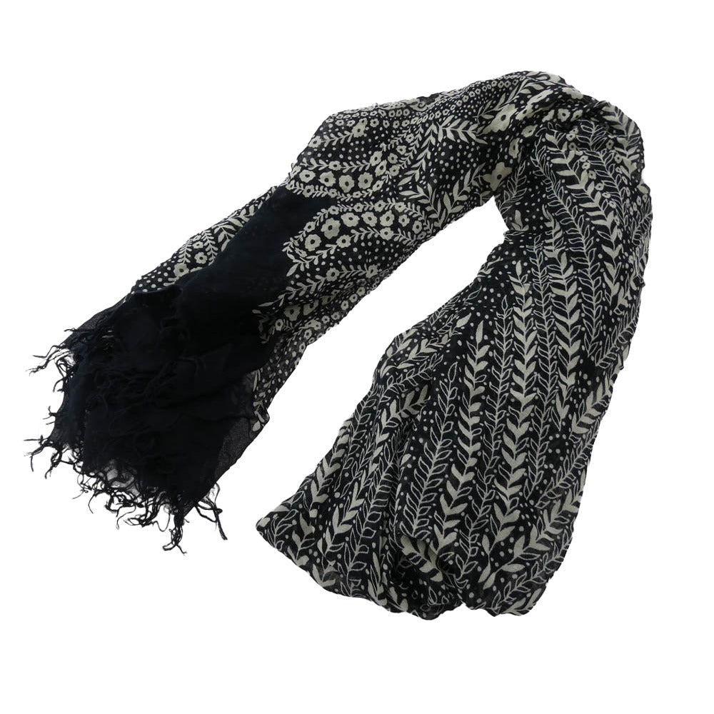 Yohji Yamamoto POUR HOMME ヨウジヤマモトプールオム 15SS HU-L03-243 シルク混レーヨン ストール ブラック系 ホワイト系【中古】