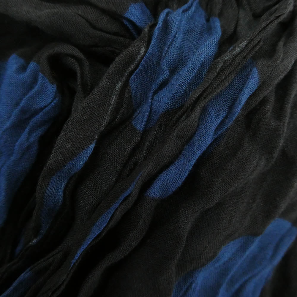 Yohji Yamamoto POUR HOMME ヨウジヤマモトプールオム 15AW HY-L04-220 シルク混レーヨン ポルカドット柄 ストール ブラック系 ブルー系【中古】