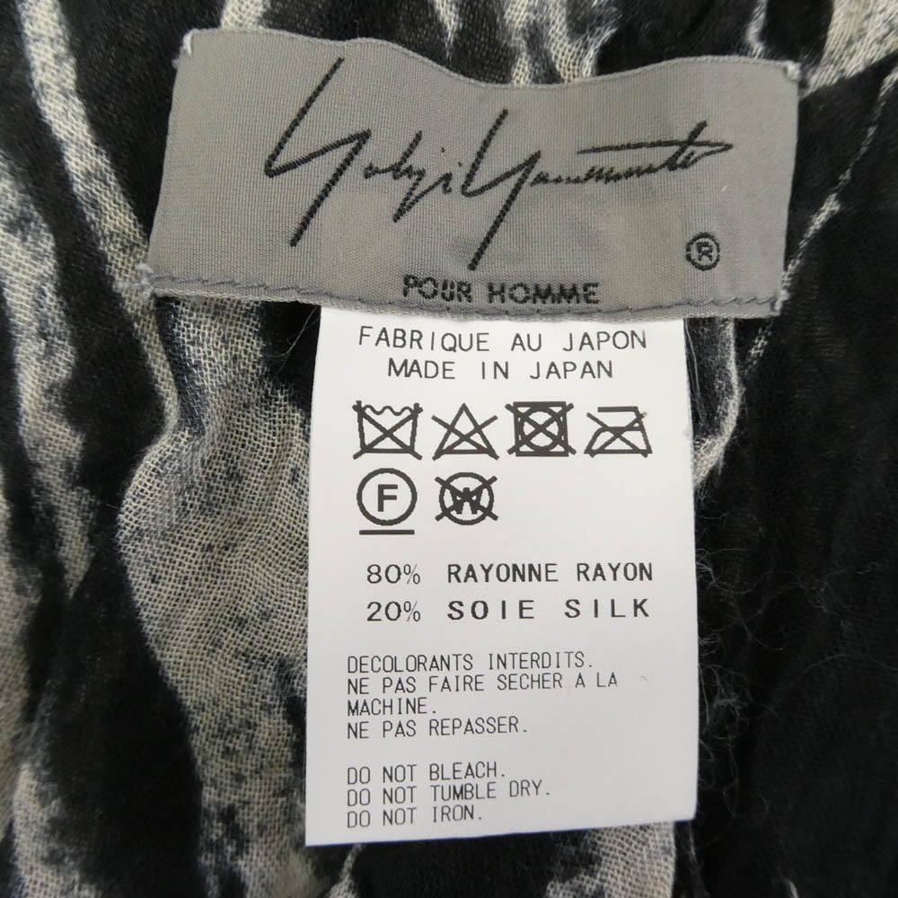 Yohji Yamamoto POUR HOMME ヨウジヤマモトプールオム 17SS HD-L05-273 シルク混レーヨン ストール ブラック系 ホワイト系【中古】