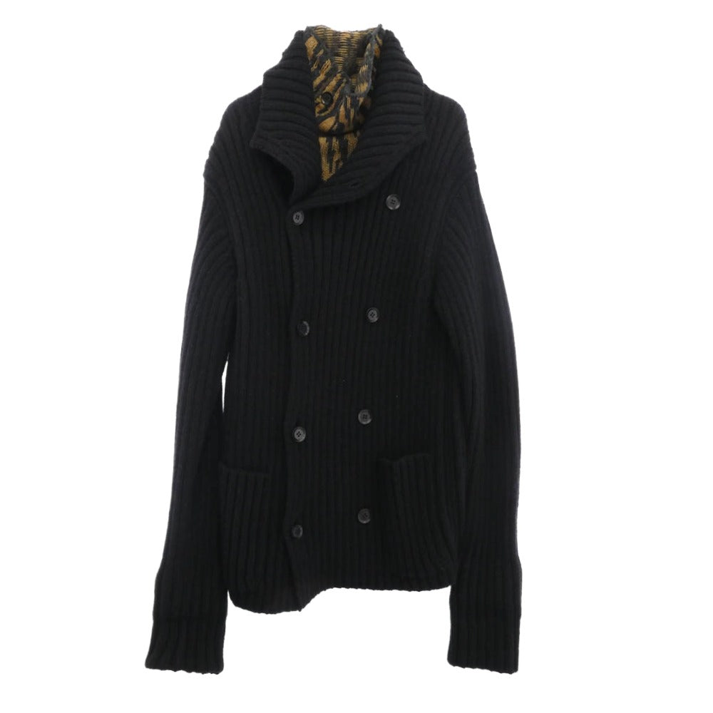 Yohji Yamamoto POUR HOMME ヨウジヤマモトプールオム 14AW HF-K80-189 レイヤード ニット カーディガン ブラック系 ライトブラウン系 3【中古】