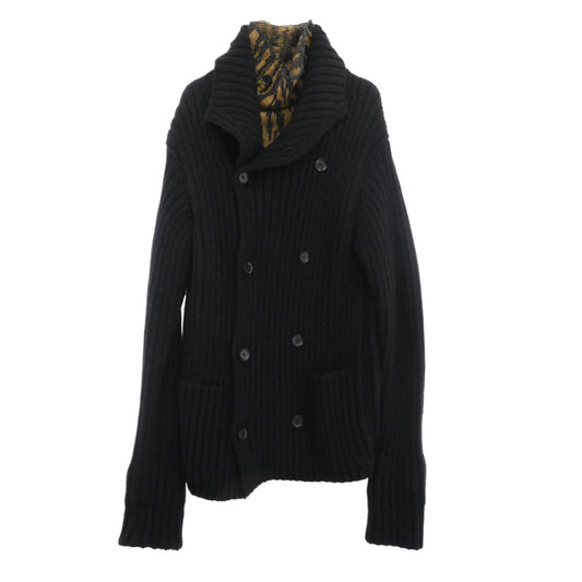 Yohji Yamamoto POUR HOMME ヨウジヤマモトプールオム 14AW HF-K80-189 レイヤード ニット カーディガン ブラック系 ライトブラウン系 3【中古】