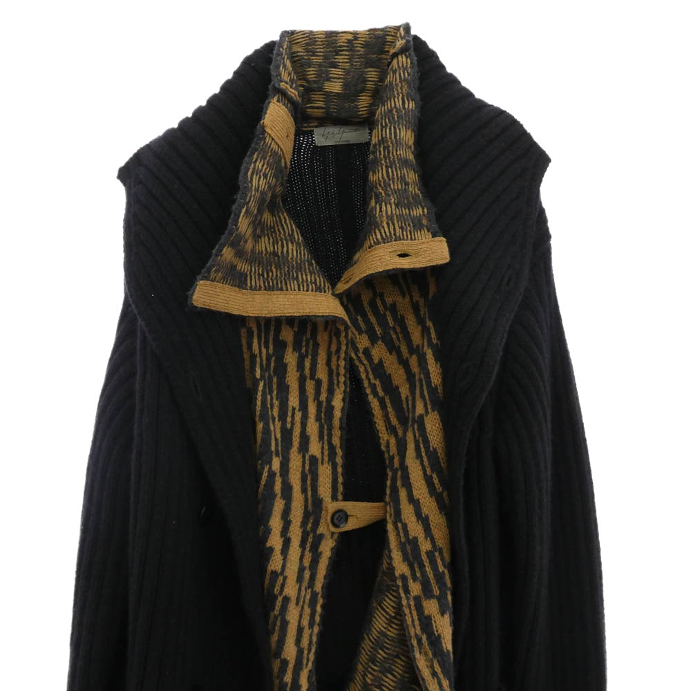 Yohji Yamamoto POUR HOMME ヨウジヤマモトプールオム 14AW HF-K80-189 レイヤード ニット カーディガン ブラック系 ライトブラウン系 3【中古】
