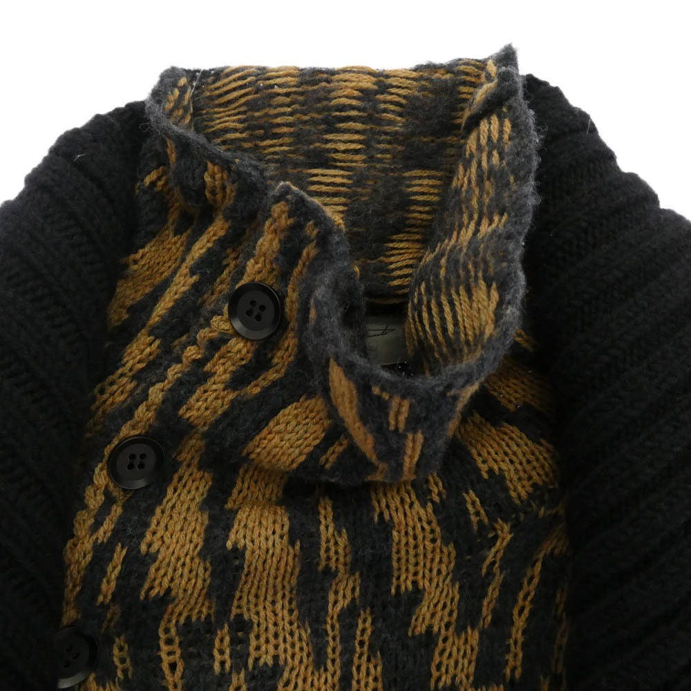 Yohji Yamamoto POUR HOMME ヨウジヤマモトプールオム 14AW HF-K80-189 レイヤード ニット カーディガン ブラック系 ライトブラウン系 3【中古】