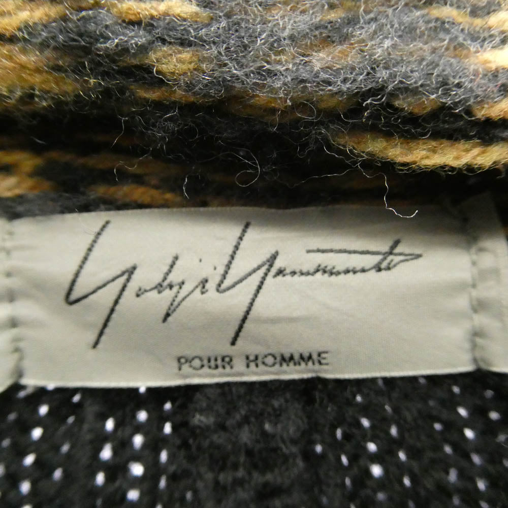 Yohji Yamamoto POUR HOMME ヨウジヤマモトプールオム 14AW HF-K80-189 レイヤード ニット カーディガン ブラック系 ライトブラウン系 3【中古】