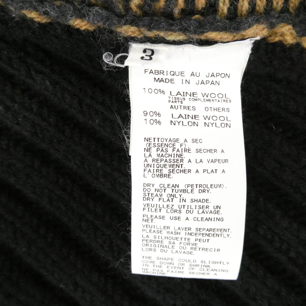 Yohji Yamamoto POUR HOMME ヨウジヤマモトプールオム 14AW HF-K80-189 レイヤード ニット カーディガン ブラック系 ライトブラウン系 3【中古】