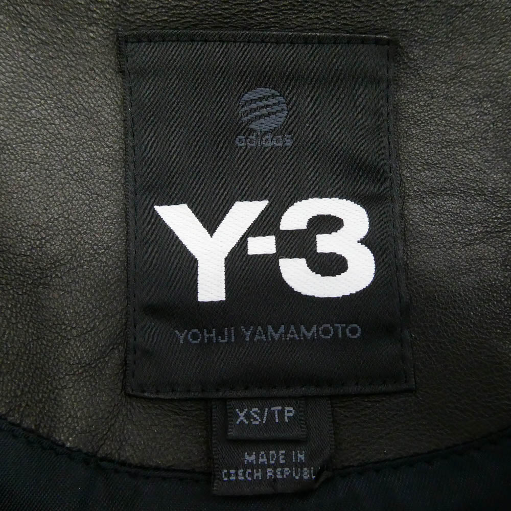 Y-3 Yohji Yamamoto ワイスリー ヨウジヤマモト A2F001 ラムレザー パンチングロゴ ジップ フーディー パーカー ジャケット ブルゾン ブラック系 XS【中古】