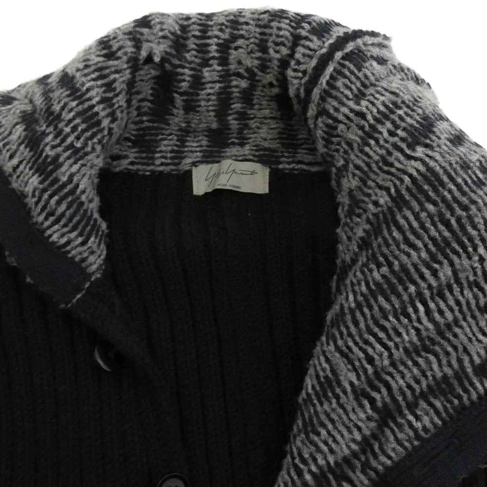 Yohji Yamamoto POUR HOMME ヨウジヤマモトプールオム 14AW HF-K79-189 レイヤード ニット カーディガン ブラック系 グレー系 ネイビー系 3【中古】