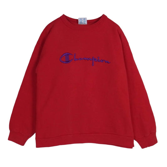 Champion チャンピオン ロゴ刺繍 スウェット プリントタグ レッド系 L【中古】