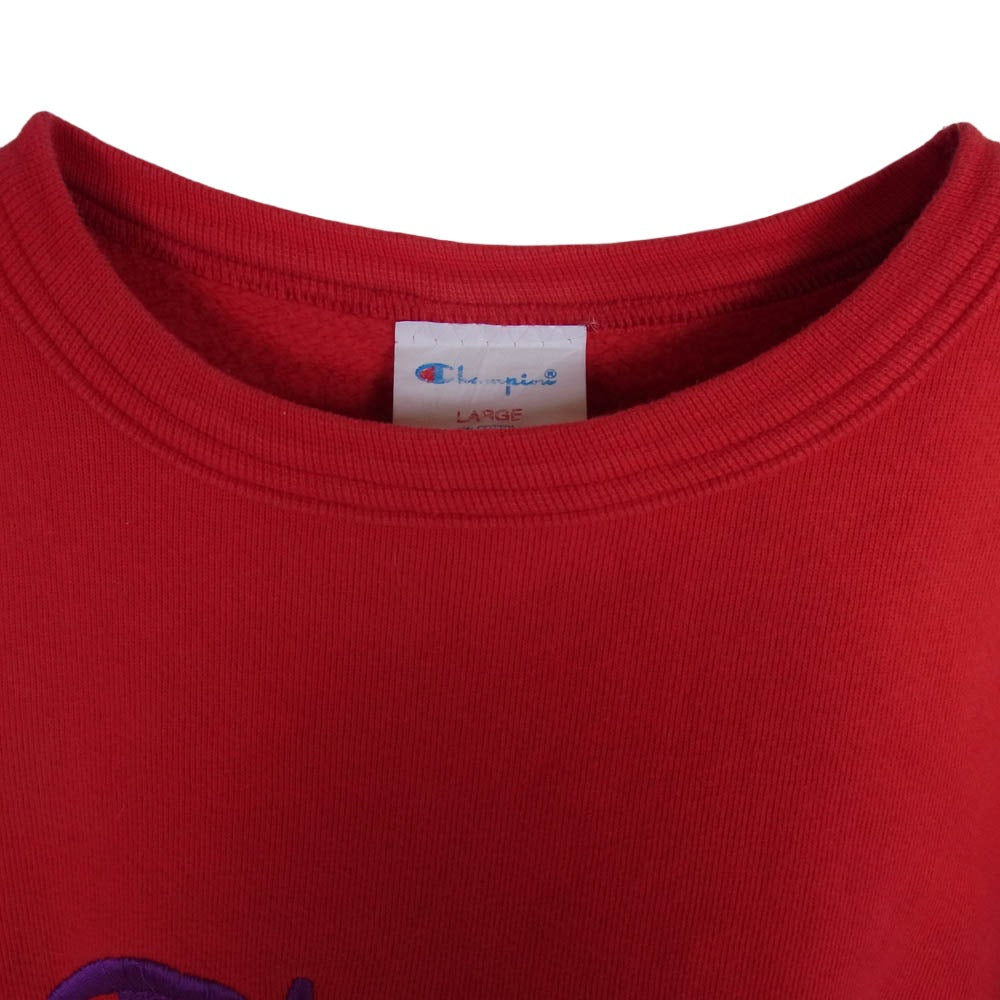 Champion チャンピオン ロゴ刺繍 スウェット プリントタグ レッド系 L【中古】