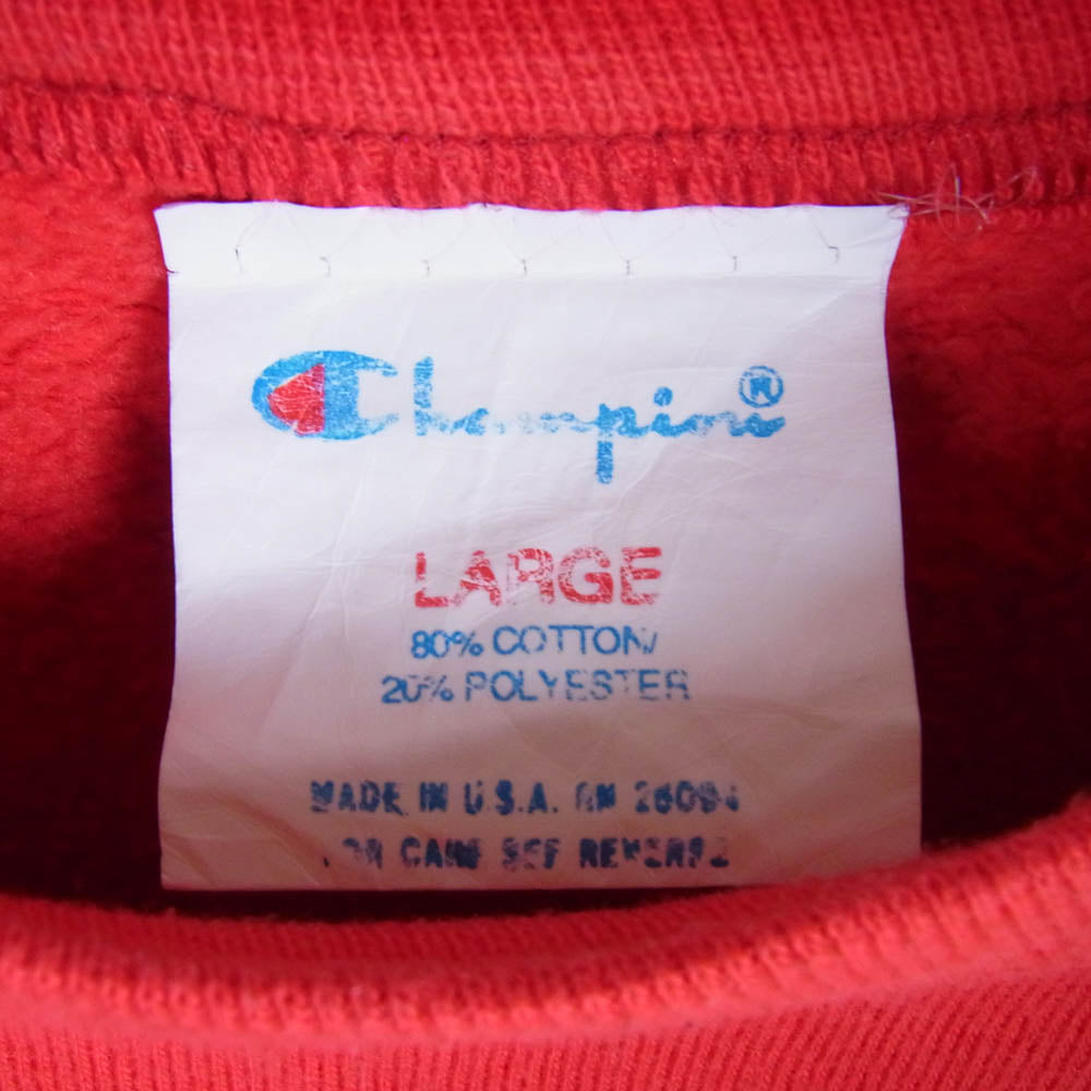 Champion チャンピオン ロゴ刺繍 スウェット プリントタグ レッド系 L【中古】