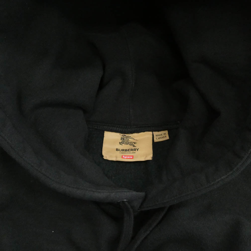Supreme シュプリーム 22SS × Burberry バーバリー Box Logo Hooded Sweatshirt ノバチェック ボックスロゴ プルオーバーパーカー ブラック系 M【中古】