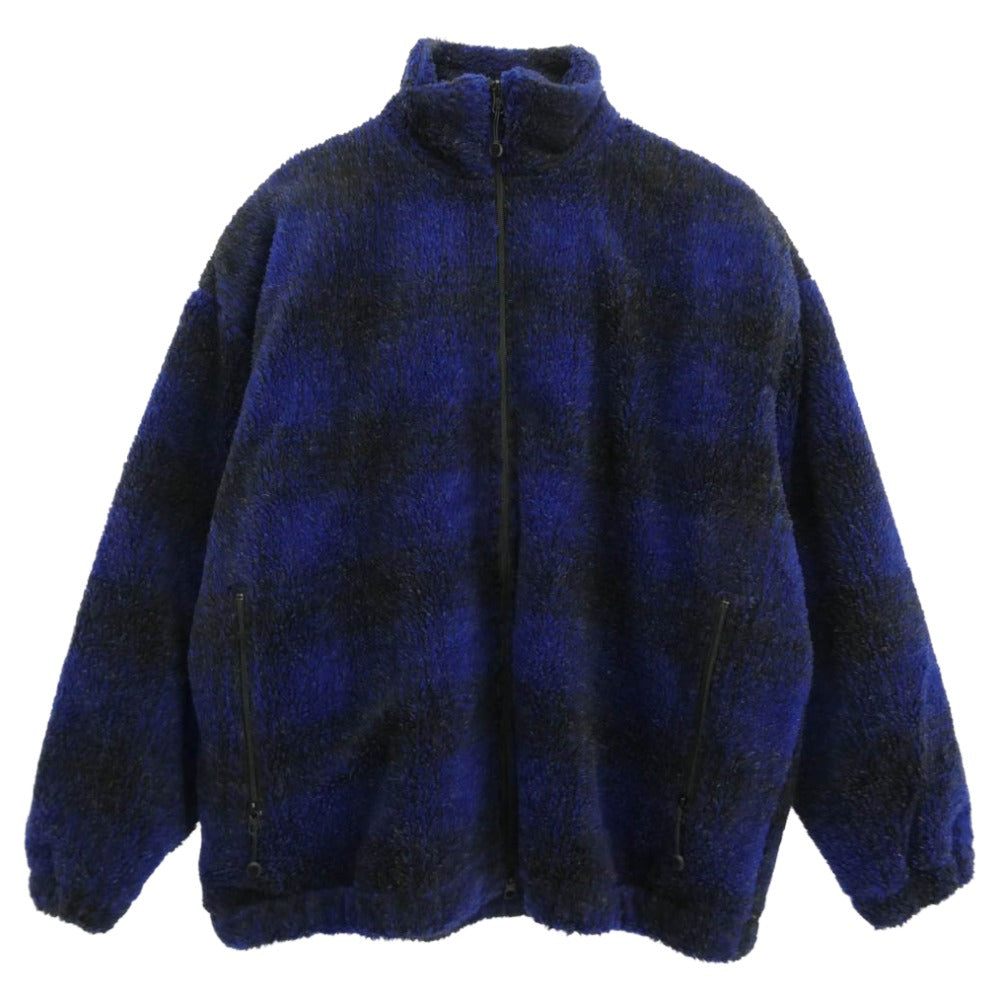 COOTIE クーティー 20AW Ombre Boa Check Track Jacket オンブレチェック ボア 中綿 フリース ジャケット ブラック系 ネイビー系 M【中古】