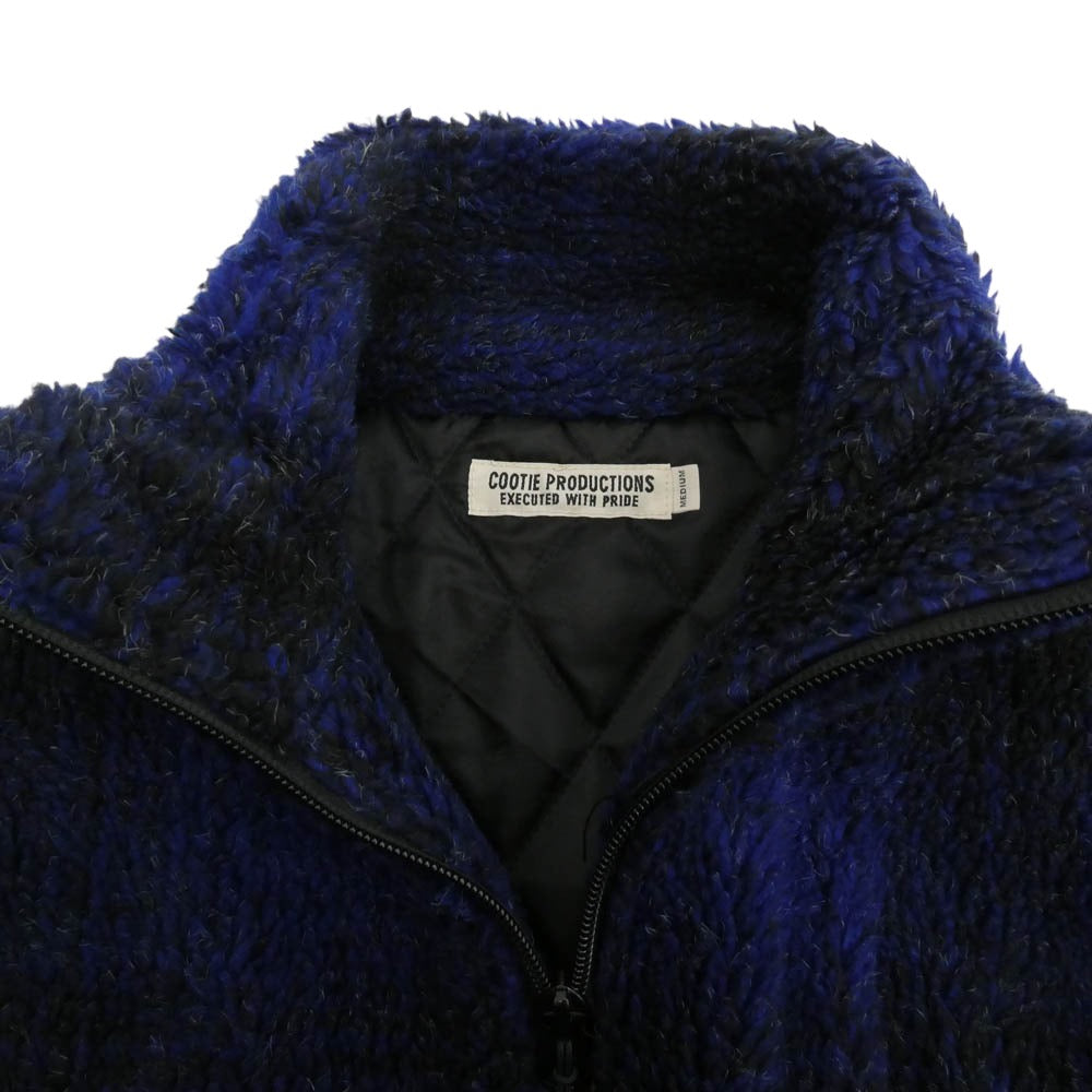 COOTIE クーティー 20AW Ombre Boa Check Track Jacket オンブレチェック ボア 中綿 フリース ジャケット ブラック系 ネイビー系 M【中古】