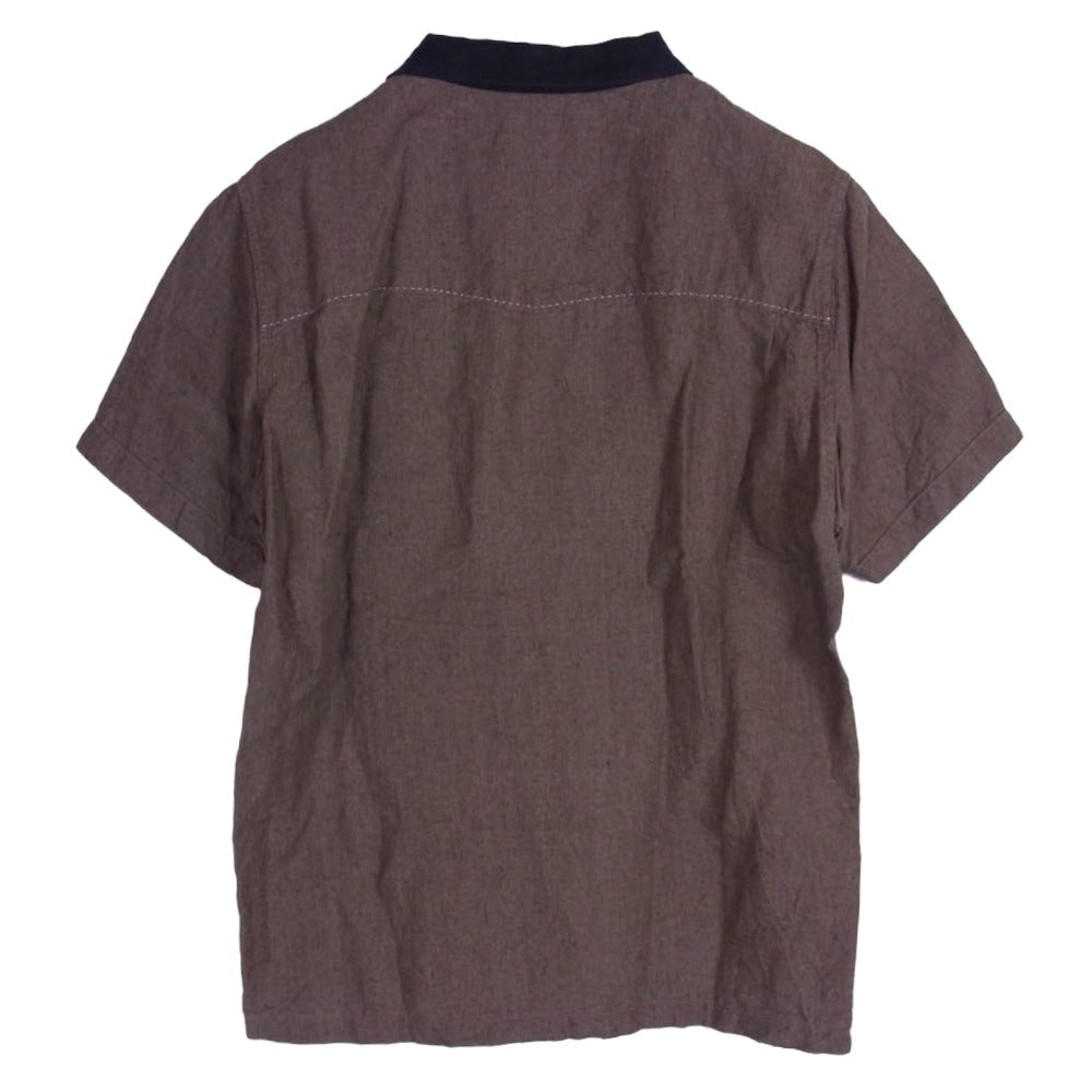 GERUGA ゲルガ GR-S-41 LINEN COTTON リネン コットン オープンカラー 半袖 シャツ ブラウン系 3【中古】