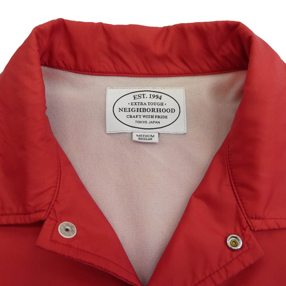 NEIGHBORHOOD ネイバーフッド 15AW 152TSNH-JKM01 ロゴプリント ナイロン コーチジャケット レッド系 M【中古】