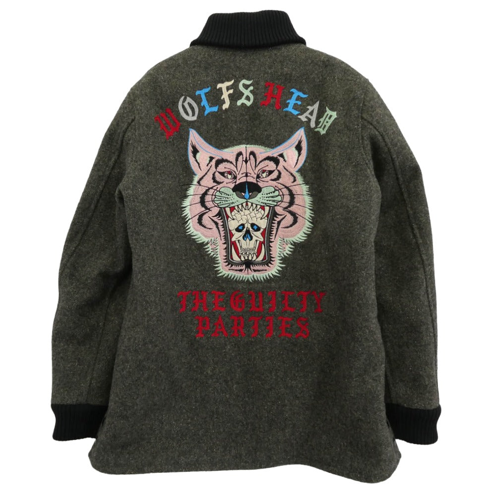 WACKO MARIA ワコマリア × WOLF'S HEAD ウルフズヘッド CAR CLUB JACKET カークラブ ジャケット バック刺繍 裏地ボア ジャケット グレー系 M【中古】